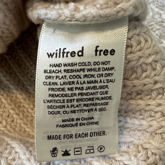 Wilfred Turtleneck Sweater - Pink, Brown, and Cream. 100% merino wool. - Picture 3 of 4